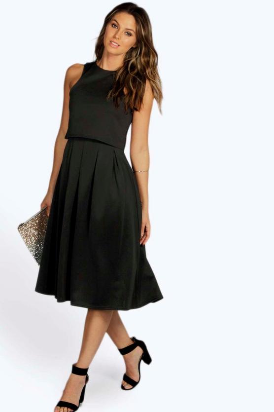 Lizy Double Layer Midi Length Skater Dress